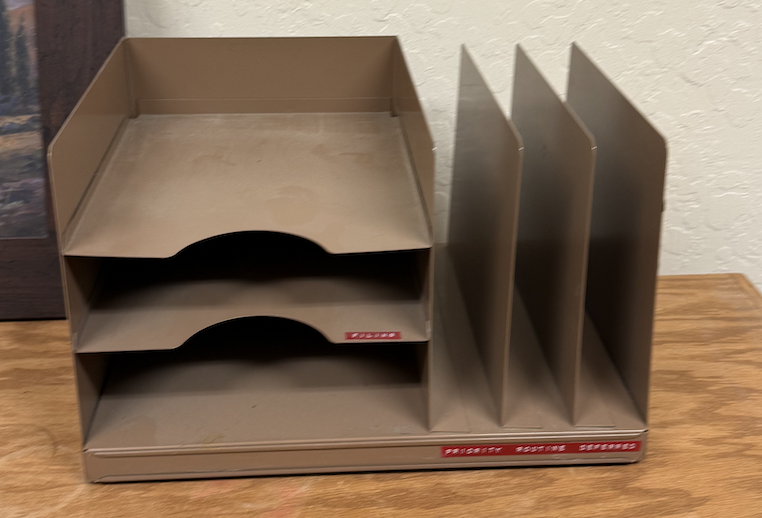 Metal Desktop Organiser with 2 Trays & 4 Dividers