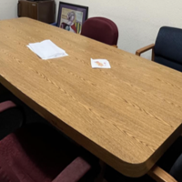 Oak Veneer Meeting/Dining Table with Rounded Ends