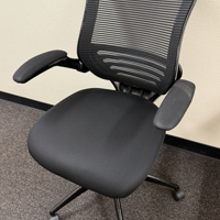 Black Mesh Office Chair with Adjustable Arms and Back
