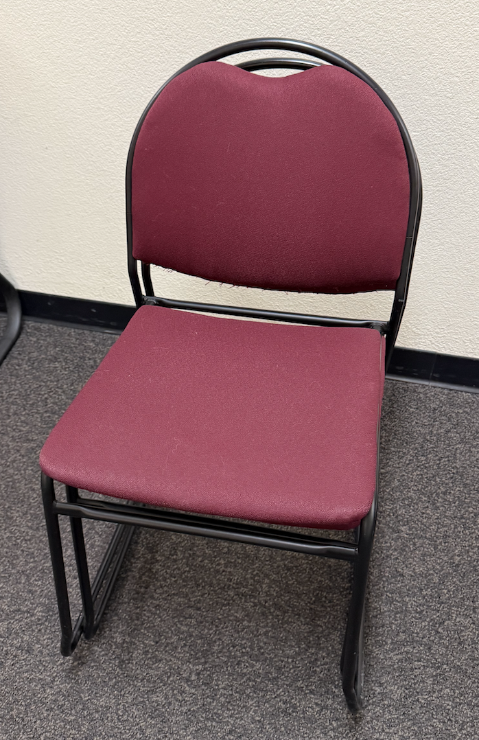 Stacking Chair with Burgundy Padded Seat and Back